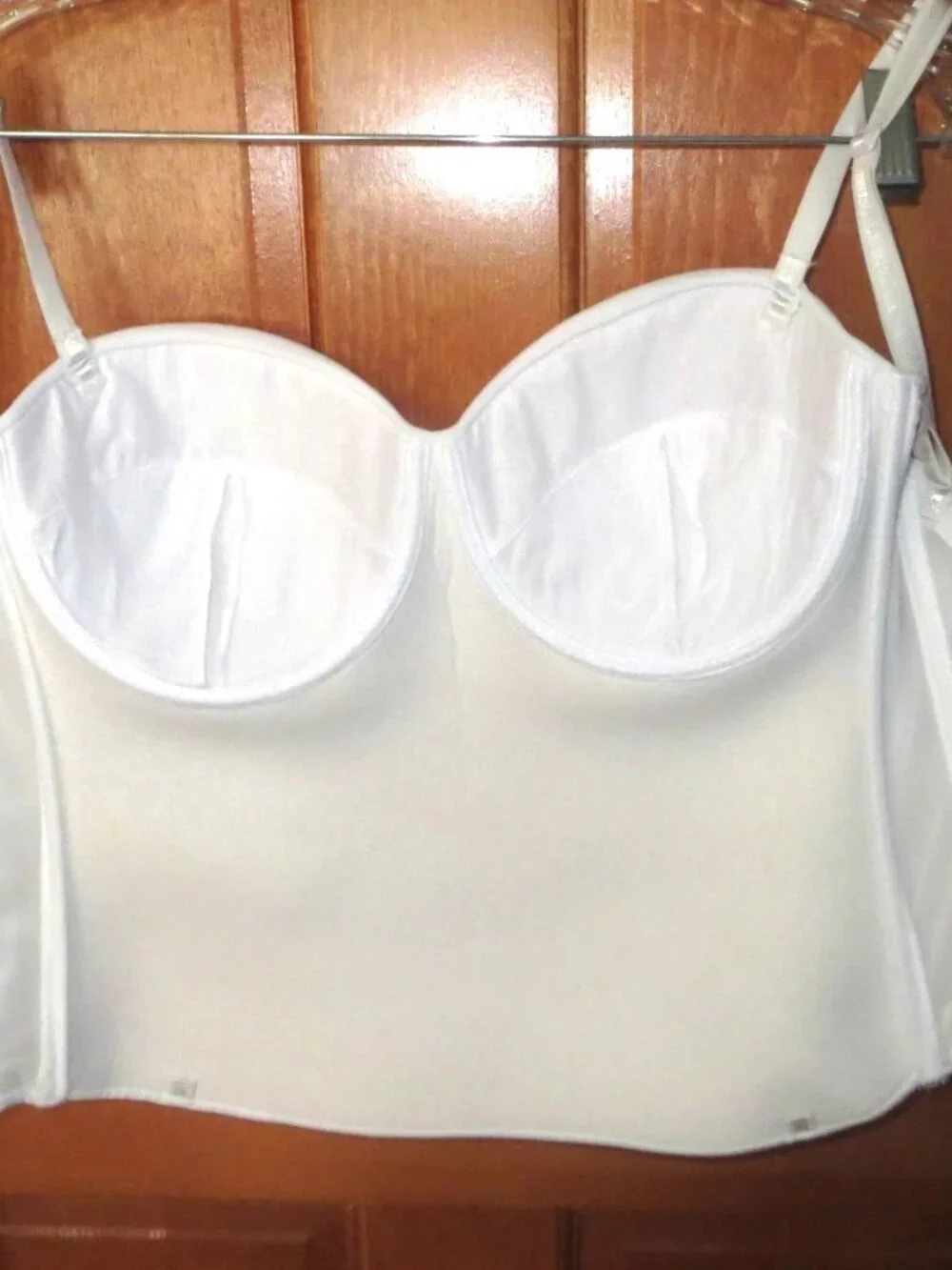Bridal Bustier 38D Strapless With Garters, Includes NIP Straps White GUC - Picture 9 of 14